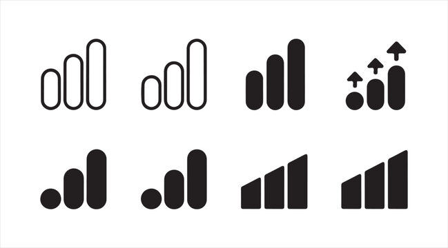 Minimal connectivity bar icon set with multiple signal variations for apps, dashboards, and digital media