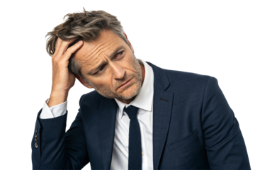 Exhausted businessman. Trouble. Exhaustion. Fatigue. Stress. Mental distress.