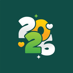 Celebration new year 2026 number simple vector design