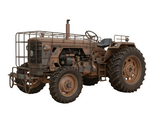 farm tractor classic agricultural crawler vehicle machine gray png isolated on transparent background