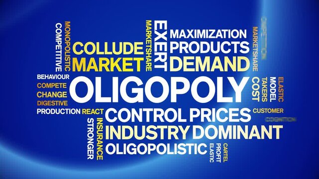 Oligopoly animated word cloud-text design animation tag kinetic typography seamless loop.
