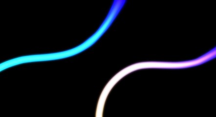 Neon colour liquid fluids light streak rays wave shaped horizontal lines on black background. Abstract glowing neon blurred lines curved lines backdrop design.