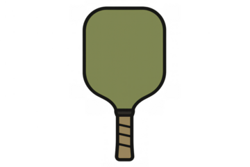 Pickleball paddle graphic illustration for sport game equipment and court recreation, transparent background