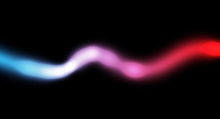 Neon colour liquid fluids light streak rays wave shaped horizontal lines on black background. Abstract glowing neon blurred lines curved lines backdrop design.