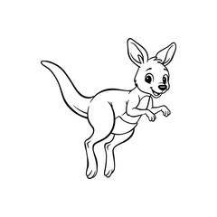 Baby Kangaroo Line Art, Adorable Line Art Animal Illustration
