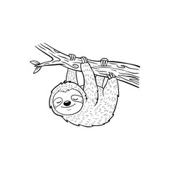 Obraz premium Baby Sloth Line Art, Adorable Line Art Animal Illustration