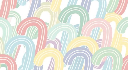 Abstract pastel arc shapes creating seamless pattern design