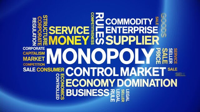 Monopoly animated word cloud-text design animation tag kinetic typography seamless loop.