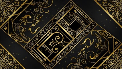 Luxurious Golden Ornate Art Deco Style Geometric Pattern isolated on White Background