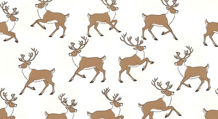Cartoon reindeer pattern on white background for decoration