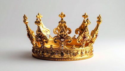Golden crown resting on smooth beige surface