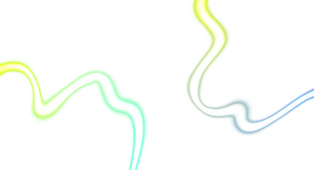 Neon glowing liquid fluids colour wave shaped horizontal glowing lines on transparent background. Abstract glowing light streak rays or light beams effect overlay png background.