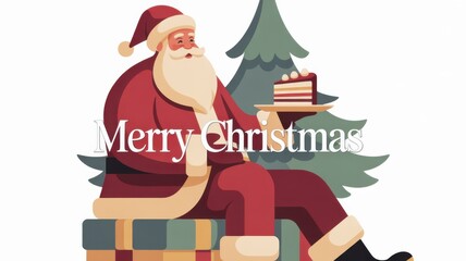 Festive design featuring santa claus holding piece of cake in celebration spirit