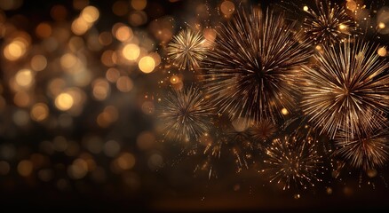Happy new year eve celebration background festive card design with fireworks holiday atmosphere joyful environment vibrant viewpoint for memorable moments