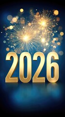 Happy new year 2026 celebration background card festive eve atmosphere with fireworks vibrant holiday viewpoint for joyful moments