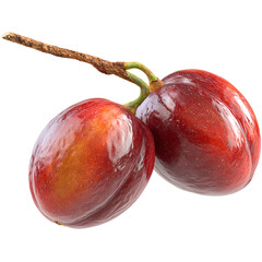 Ripe plums with leaves png