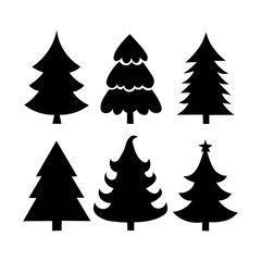 Obraz premium Tree Silhouette Icon Set Black Vector Collection..