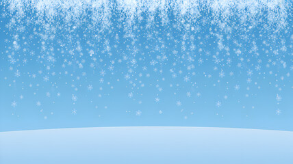 Gentle snowfall over a soft blue landscape with a subtle horizon line