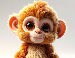 Adorable Baby Monkey with Big Eyes and Fluffy Fur.