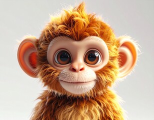 Adorable Monkey Portrait - A Charming and Expressive Character Illustration.