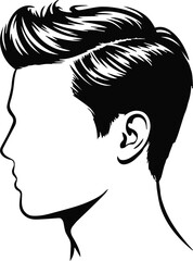 hair profile vector illustration head with swept back hairstyle
