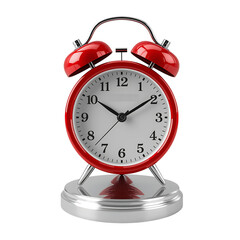 Red alarm clock vintage style wake up time management retro clock classic timepiece bedroom decor time piece on transparent background