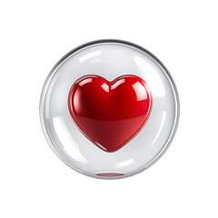 Red heart in glass dome valentine's day love romance passion symbol health care charity donation valentine on transparent background