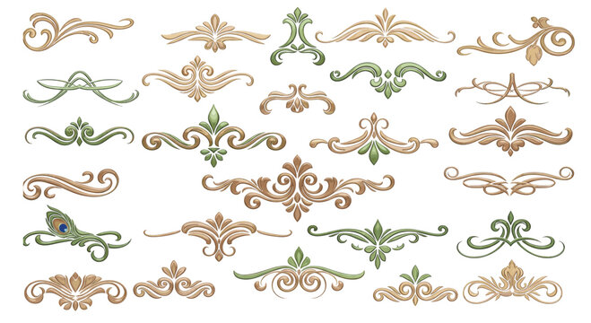 Set of hand drawn decorative borders and dividers. Elegant calligraphic lines, vintage flourishes and ornamental swirls for page decoration, wedding invitations or web design