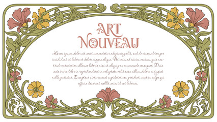 Art Nouveau floral frames, corners, and borders. Vector.