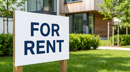 Modern House With &ldquo;For Rent&rdquo; Real Estate Sign