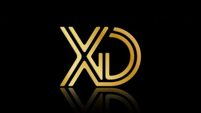Stylized lowercase X and D with reflections, connected by a single line. Idea for a logo, emblem, or creative design