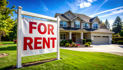 Modern House With &ldquo;For Rent&rdquo; Real Estate Sign