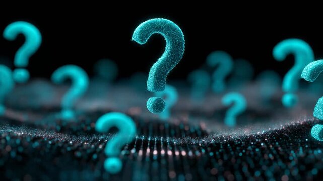 Vibrant 3D question marks on a sparkling background for creative and educational projects