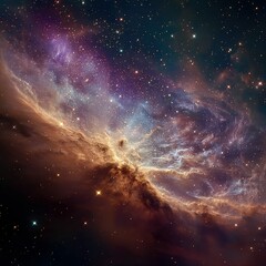 Fototapeta premium Nebula Clouds Illuminated by Stars in Deep Space