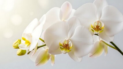 Delicate white orchid blossoms with soft light