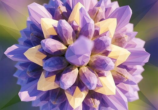 Abstract amethyst crystal formation with geometric petal arrangement style