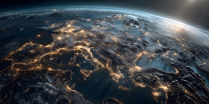 Celestial Connections:Europe Enveloped by an Interconnected Satellite - Powered by Adobe