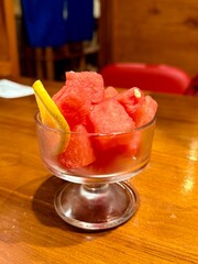 Fresh fruit salad of diced watermelon