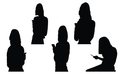 Women With Mobile Phone Silhouette Collection