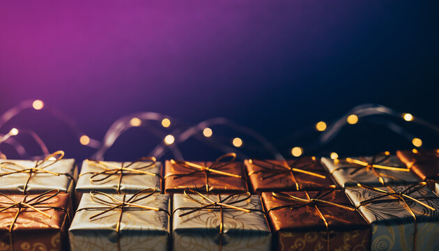 エレガントセール — ゴールドライトに照らされたギフト