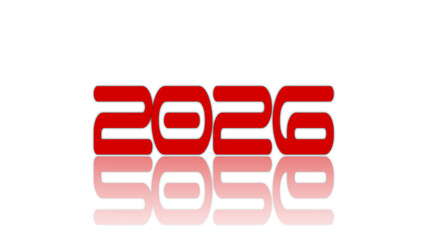 Red text new year 2026 celebration on white background