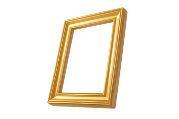 Gold classical picture frame floating in space with empty blank area, creating a decorative border template