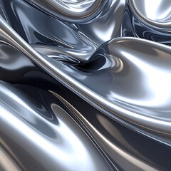 Abstract metallic drapery.  Flowing, reflective silver folds