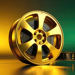 Golden film reel, 3D render