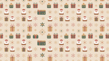 Seamless santa and christmas gift pattern decorative wrapping paper background