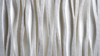 Tall paper monolith with vertical slits, carved from dense white fiberboard
