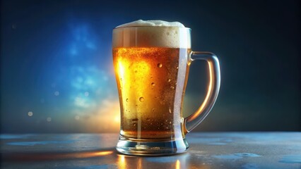 A cold beer cools down on a hot summer day in a disposable plastic mug