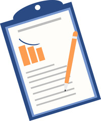 Business Report Clipboard with Bar Chart and Pencil Icon Illustration