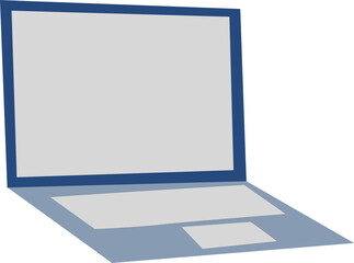 Minimalist Blue Laptop Illustration with Blank Screen - Modern Flat Design Portable Computer Graphic