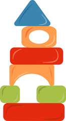 Brightly Colored Stacked Wooden Building Blocks for Kids' Creative Play